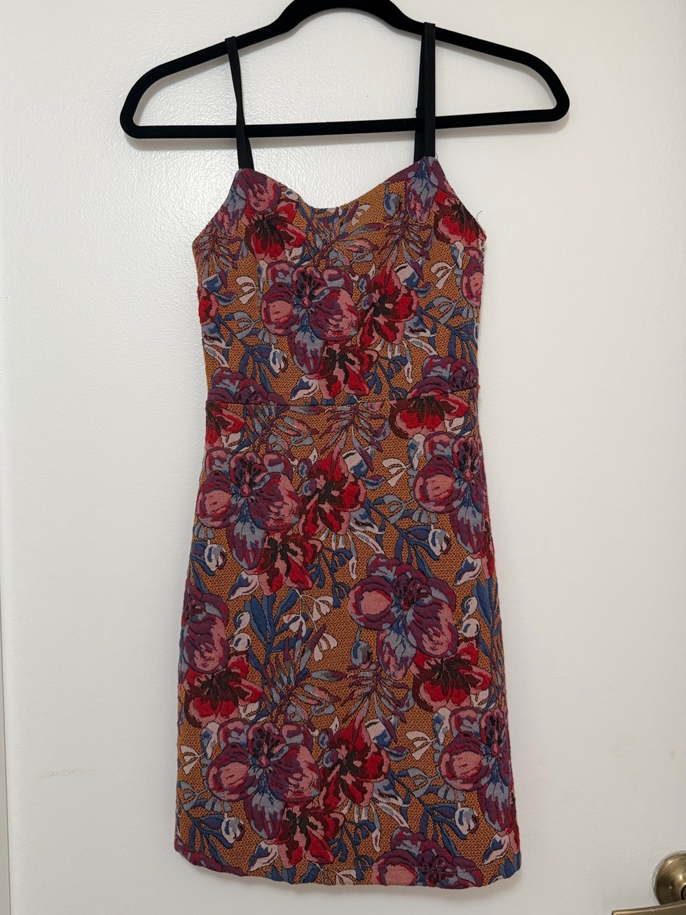 Urban Outfitters Floral Mini Dress in Tan, Red, Pink, Blue